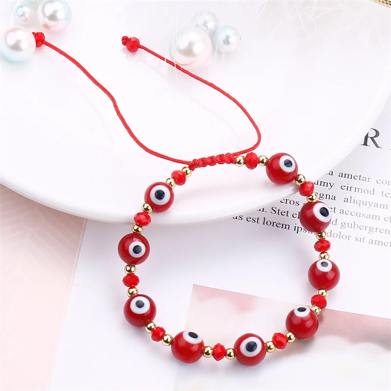 New Arrival niebieskie czerwone oko bransoletki dla kobiet mężczyzn turecki Nazar Amulet przewód nici bransoletka Anklet Mal De Ojo biżuteria dla