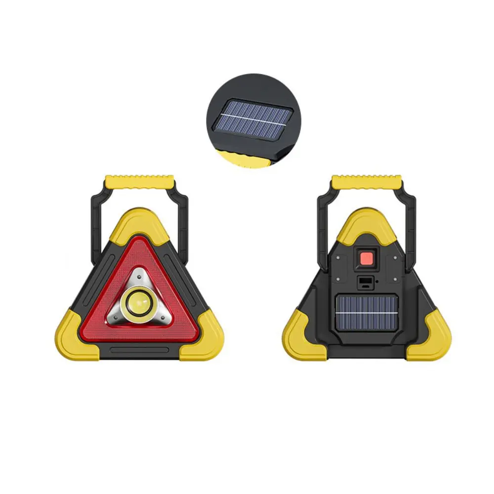 Portable 2-IN-1 Warning Light Solar Safety Triangle Warning Sign Roadside Breakdown LED Work Light Road Safety