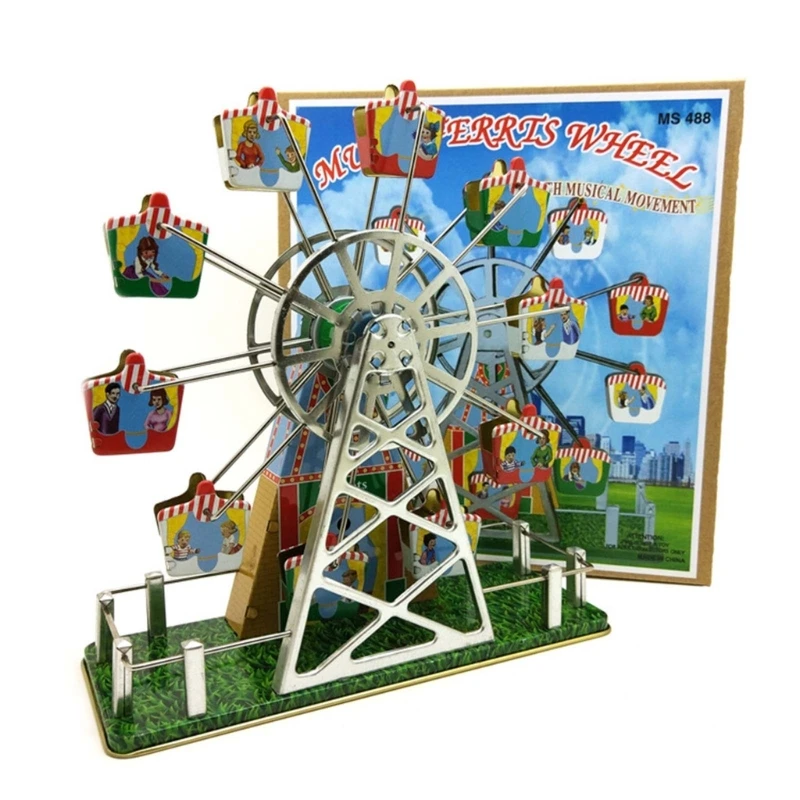 Vintage Ferris Wheel Wind up Toy Music Box Creative Vintage Clockwork Toy N84E