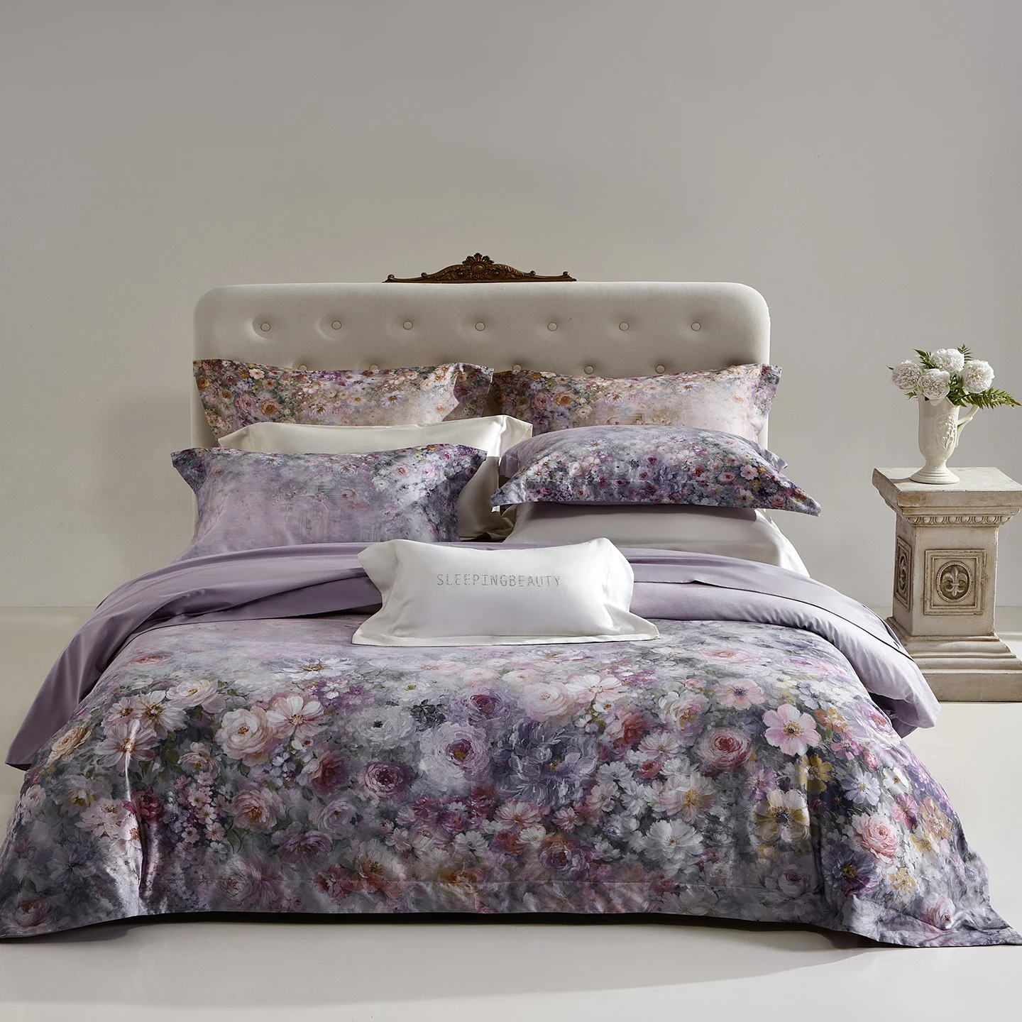 Vintage Oil Painting Style Rose Flowers Pattern Bedding Set 600TC Egyptian Cotton Duvet Cover Flat/Fitted Bed Sheet Pillowcases
