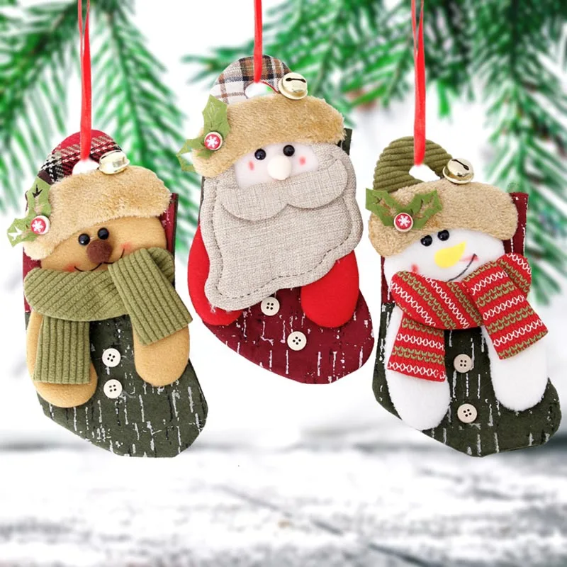 Christmas Decorations pendant Cartoon Christmas Stockings Candy Bag Socks Creative Christmas Tree Decorations Cosplay Xmas Party