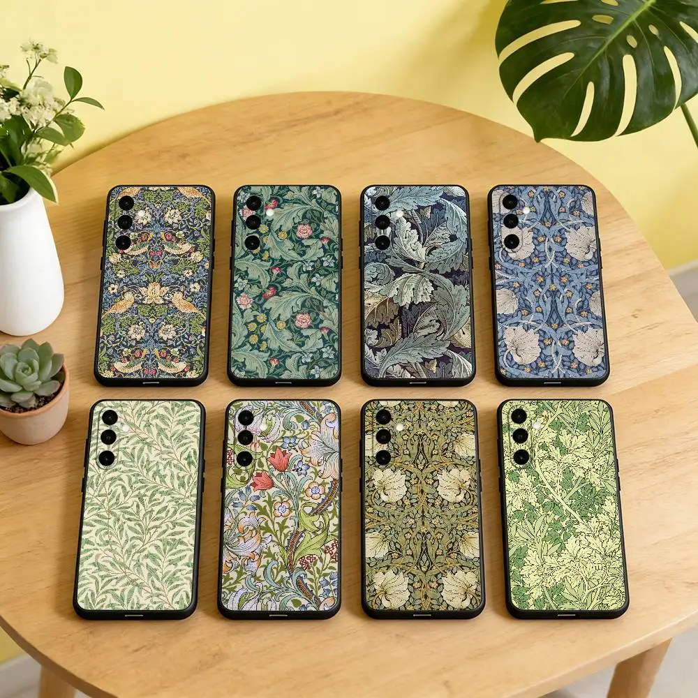 W-William M-Morris Aesthetic Phone Case For Samsung Galaxy A73,A72,A71,A70,A53,A52,A51,Others Soft Black Cover