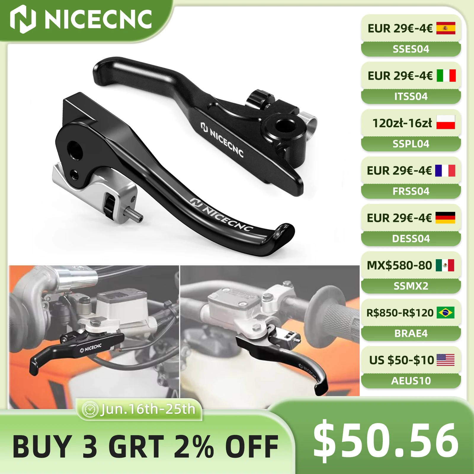 

NICECNC Shorty Brake Lever Clutch Lever For KTM EXC 300 EXC-F 350 SX 125 SXF 450 2014-2025 Sherco SE 300 R Husqvarna TM Triumph