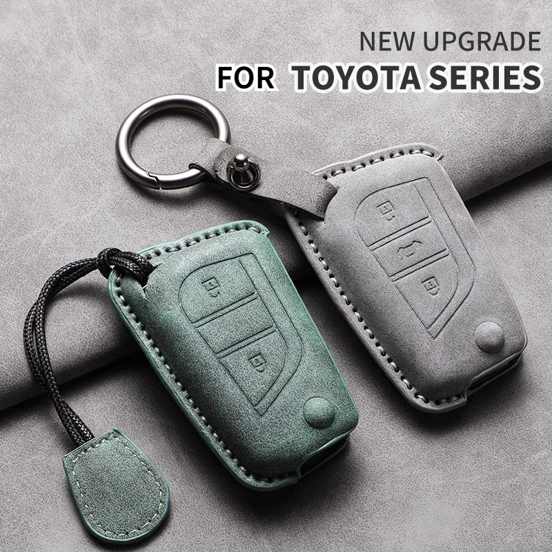 

For Toyota Aygo Yaris Highlander Corolla Camry RAV4 Levin Reiz Hilux Leather Car Key Case Cover Car Key Fob Anti-scratch Holder