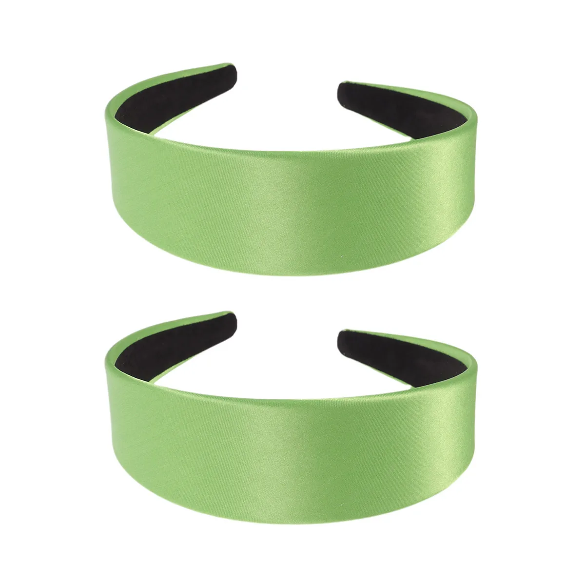 

2pcs Satin Headband Solid Color Wide Edge Hair Hoop For Women Girls Fluorescence Green Party Christmas Cosplay Accessory Hair