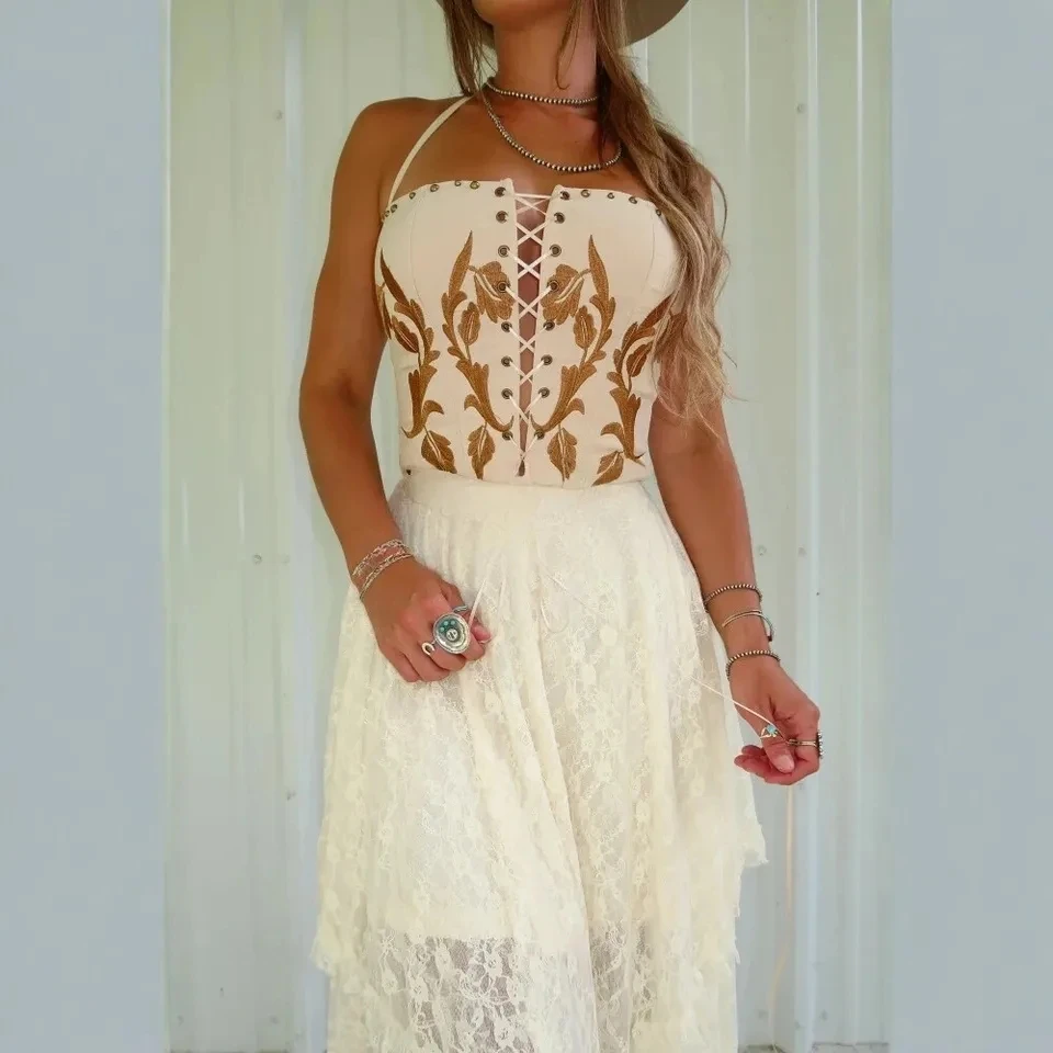 

2026 New Print Tie Strapless Top Brown Halter Neck Tube Top Sexy Backless Women Temperament Top