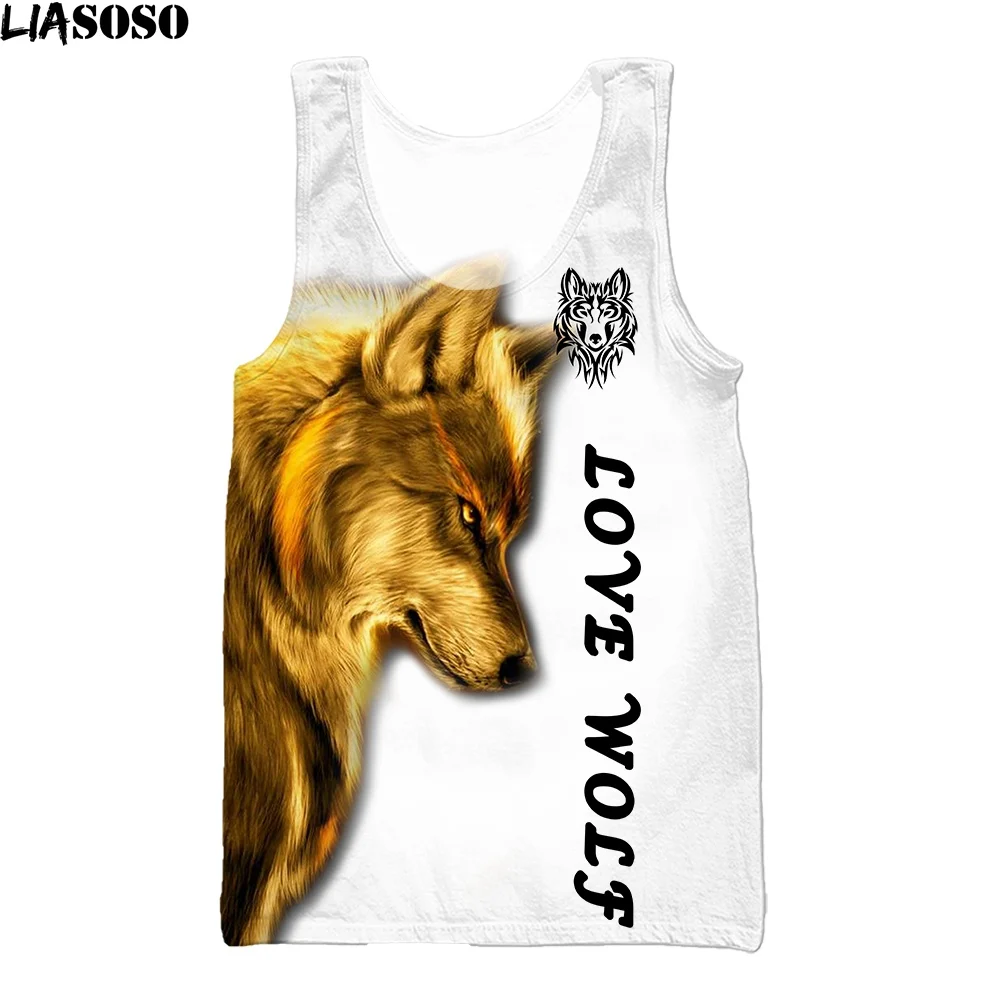 

Жилет с 3d-рисунком волка для мужчин и женщин, спортивный дышащий Быстросохнущий Топ без рукавов, повседневная одежда с 3D-принтом