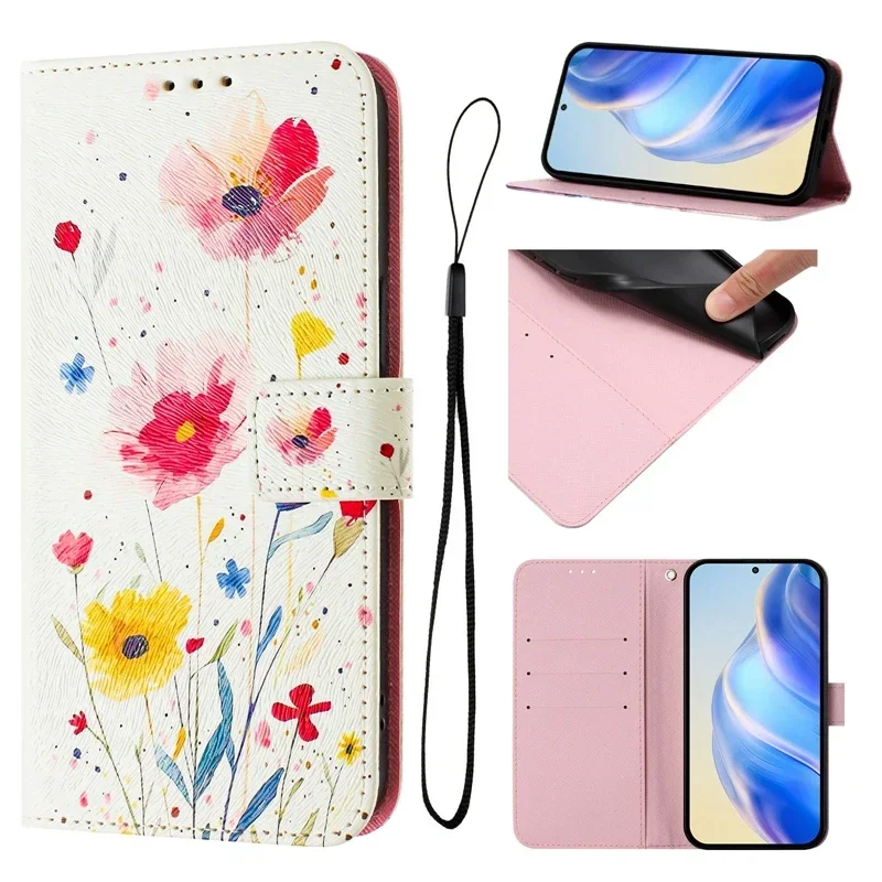 Flip Leather Case For iPhone SE 2022 Cute Cartoon Painted Pattern Wallet Cover for iPhone SE2022 2020 7 8 Plus XR X XS Max Case