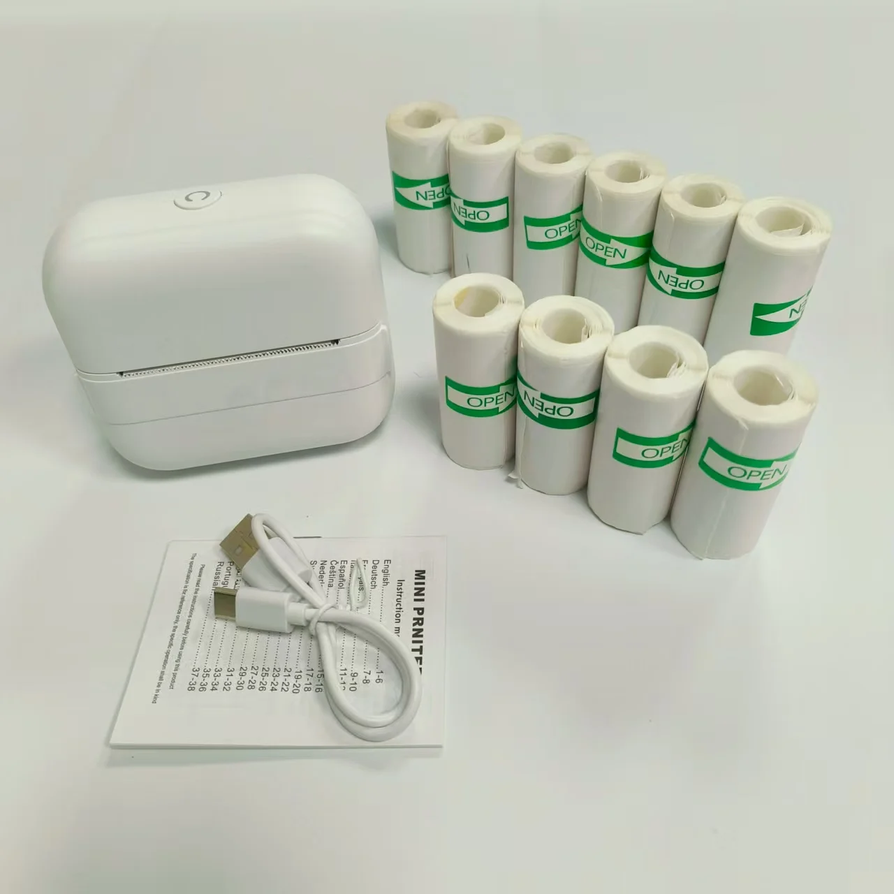 

Mini Portable Wireless Thermal Label Maker with 10 Sticker Rolls, 203dpi High-Res Bluetooth Printer for USB/Battery Powered Use