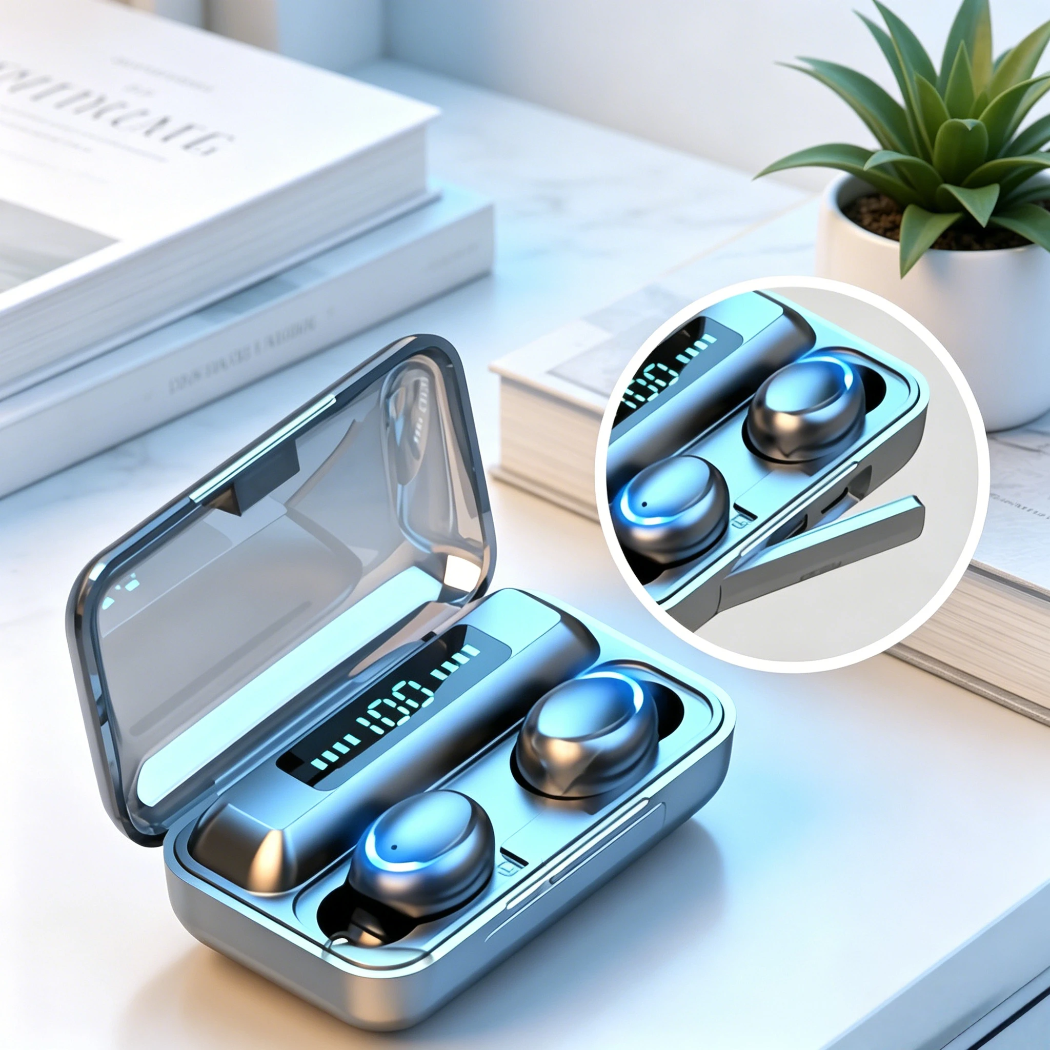 Bluetooth Earphones Handfree LED Dispay Headphones Bluetooth HiFi Stereo Music Wireless Earbuds Gaming Headset