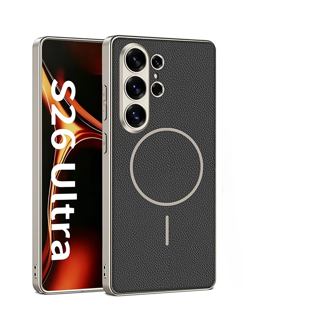 For Magsafe Wireless Charging Phone Case for Samsung Galaxy S26 Ultra Luxury Leather Slim Matte Cover for Galaxy S25 Ultra Case