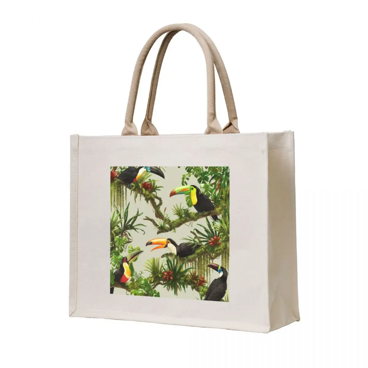 

Toucans and bromeliads - canvas background Tote Bag tote bag men's custom bags hand bag ladies university shopper