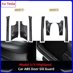 Model Y Car Door Sill for Tesla Model 3 Highland 2025 Accessories ABS Door Sill Protector Threshold Strip Anti-kick Guard Panel