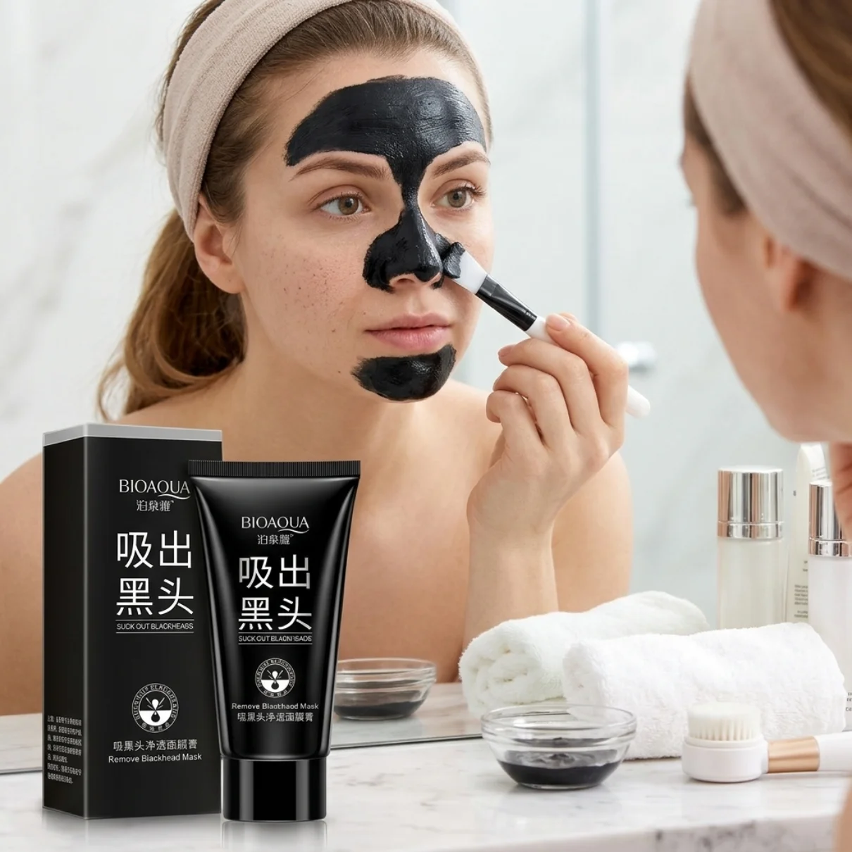 Face nose blackhead mask, blackhead removal strips, remove facial acne and blackheads, absorbs blackheads and cleanses dirt.