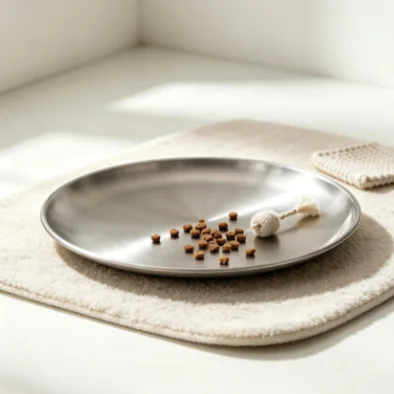 Food Grade 304 Stainless Steel Round Pet Feeding Bowl Protect Cervical Vertebra Cat Dog Daily Food Tray