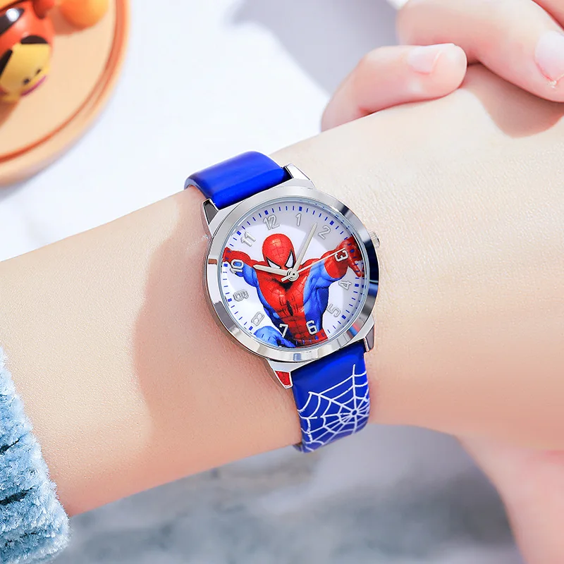 Jam tangan Quartz anak laki-laki, jam tangan anak laki-laki, gambar kartun Spider Man, grafiti, Avengers, jam waktu anak-anak, Waterproo