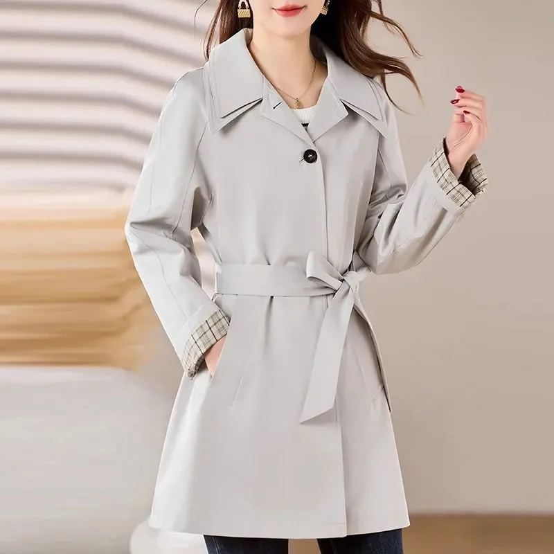 High end Trench Coat For Women Mid Length Windbreaker 2025 Autumn New Fashion Female Trench Coat With Lining Overcoat ﻿