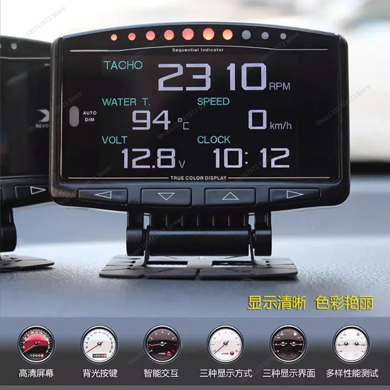 For Multifunctional OBD Meter Car Running Water Temperature, Speed, Fuel Consumption, Turbine Oil Temperature, Exhaust