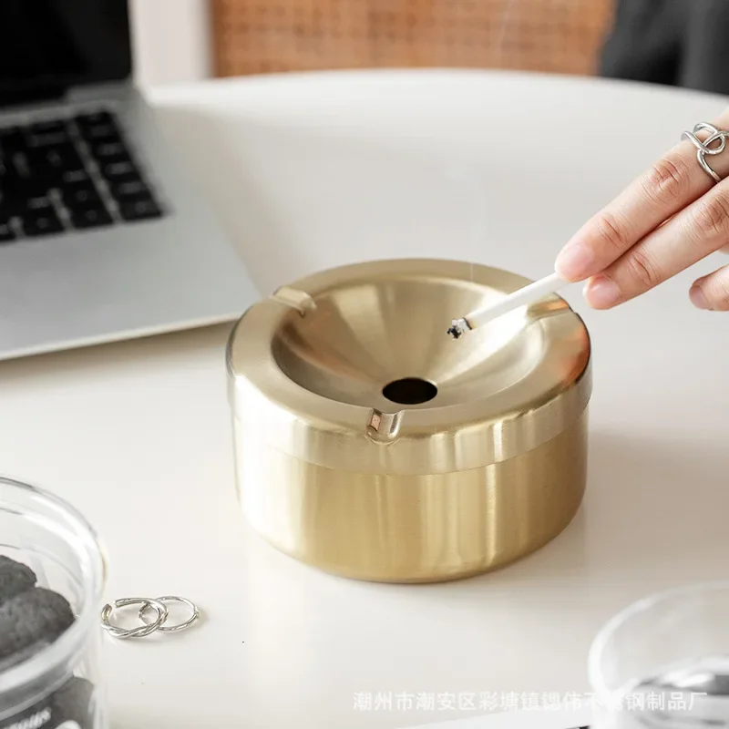 Windproof Stainless Steel Ashtray With Lid Cigarette Ash Tray Smoking Supplies