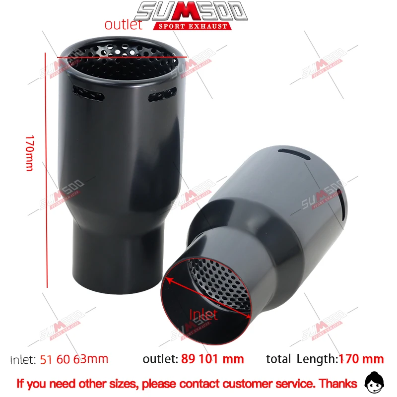 حقيقي SUMSOO 1 قطعة نمط جديد العالمي العادم تلميح الفولاذ المقاوم للصدأ الأسود الخمار الأنابيب تعديل أنابيب العادم