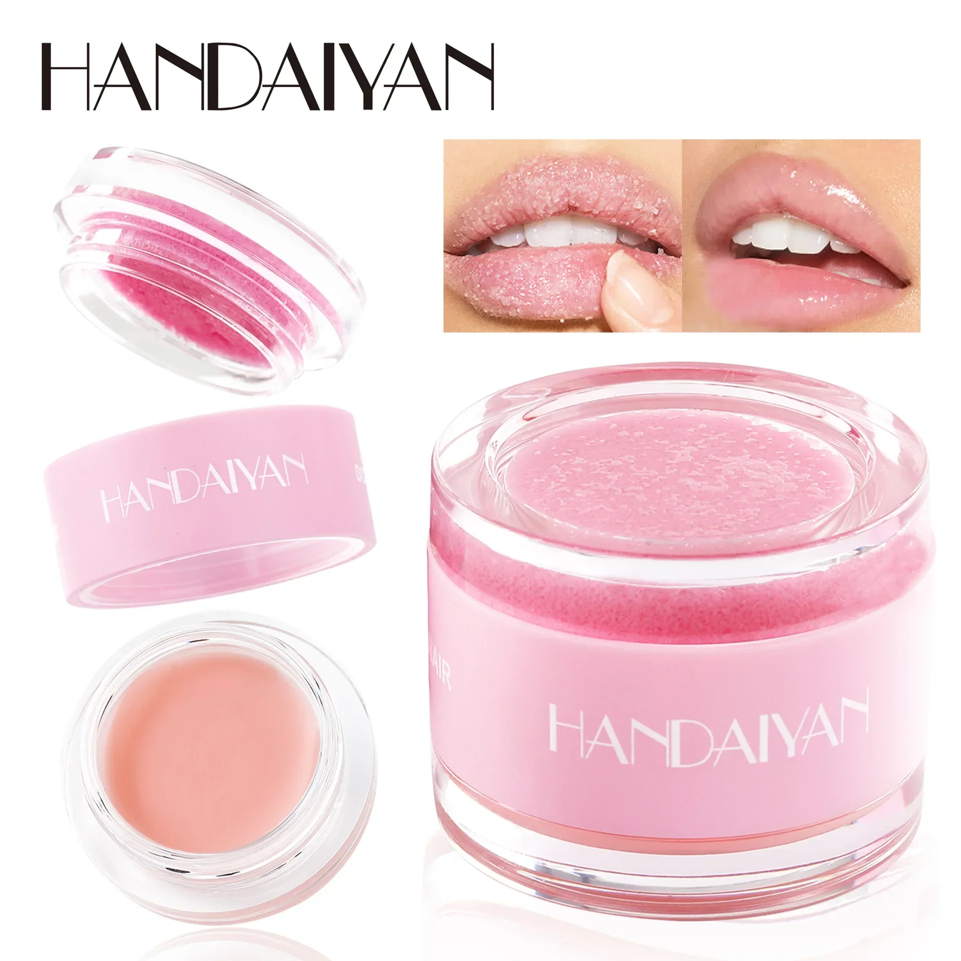 HANDAIYAN Lip Exfoliator Moisturizer Lip Repair Mask Sugar Scrub 2 in 1 Double Effected Exfoliating Lip Scrub Balm Makeup