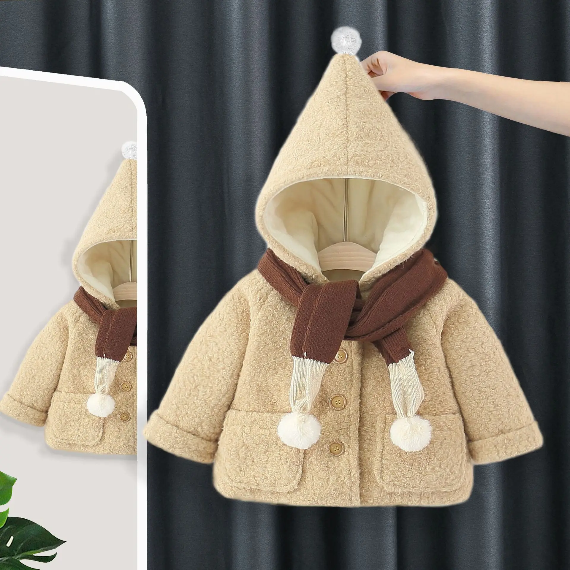 

Теплые пальто для девочек, зима 2025 г., детские толстые бархатные толстовки, куртки для маленьких девочек, милая одежда, детские пуховые топы, верхняя одежда, наряды 4