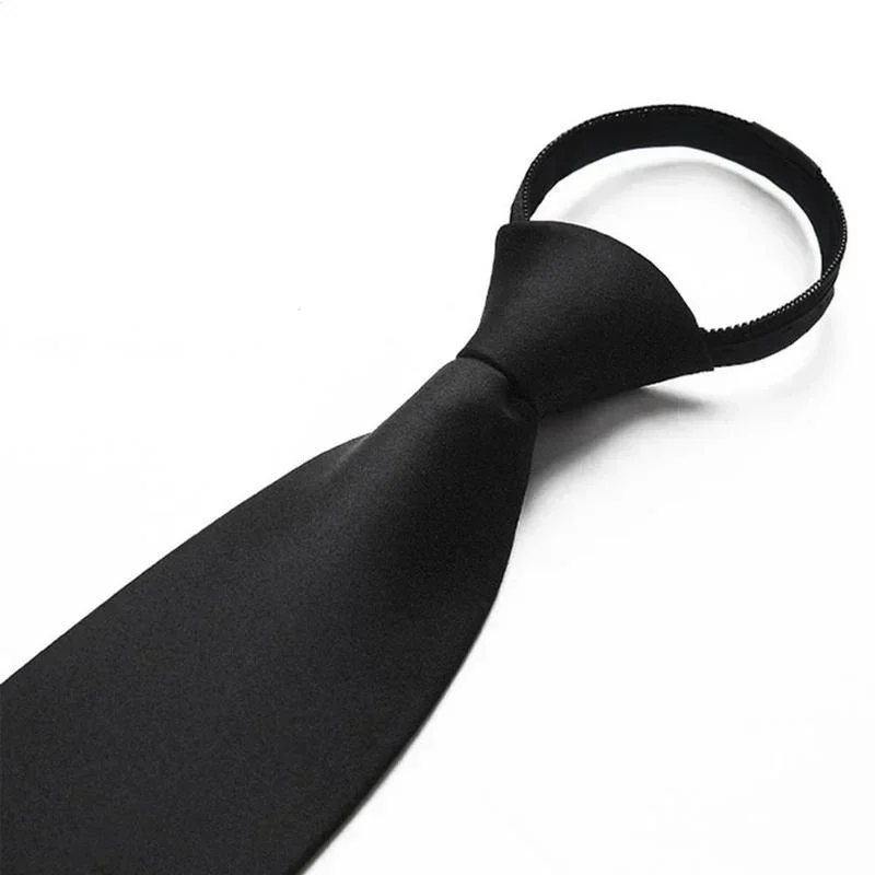 Fashion Solid Color Black Simple Clip on Tie Security Tie Doorman Steward Matte Tie for Men Women Students Accessories Gifts