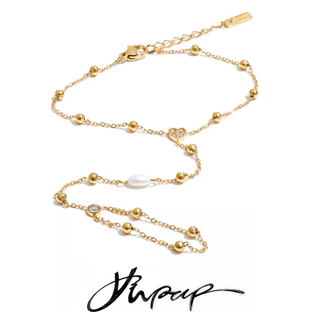 Pulseira de Dedo Yhpup em Aço Inoxidável com Pérola Natural e Zircônia, Elegante, de Alta Qualidade, Novidade, Joia Premium