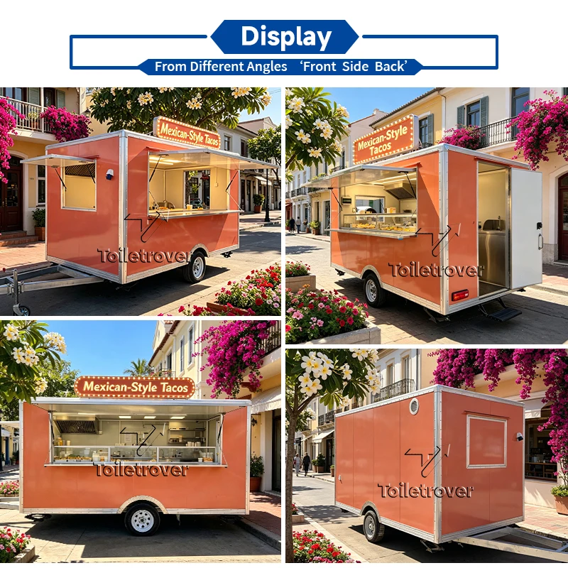 Concession Food Trailer Rotisserie Kebab Vintage Food Cart Container Fully Equipped Food Truck with 3 Sinks for USA Market