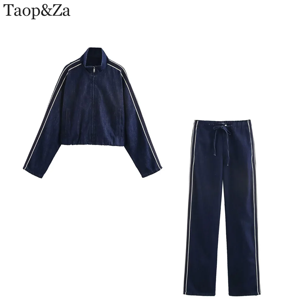 

Spring new women's patchwork striped decoration versatile denim jacket jacket