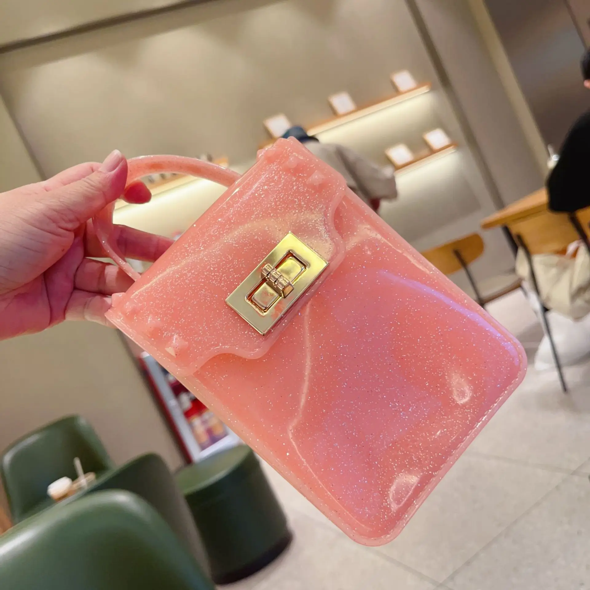 2024 Transparent Jelly Glitter Bag Summer Vertical Mobile Phone Crossbody Chain Candy Color Mini Shoulder Bolso Mujer for Girls