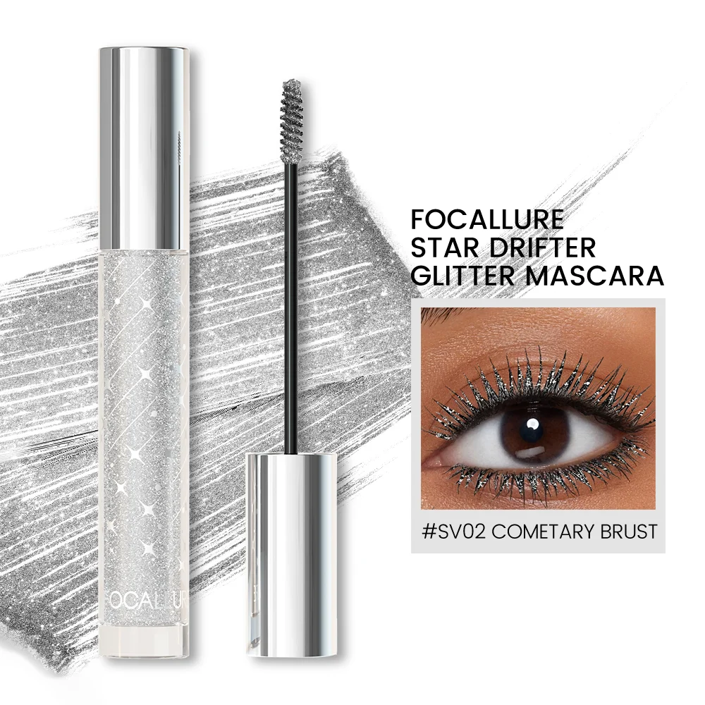 FOCALLURE Colorful Mascara Lasting Styling Diamond 4D Quick Dry Glitter Eyelashes Purple Silver Golden Mascara Makeup Cosmetics