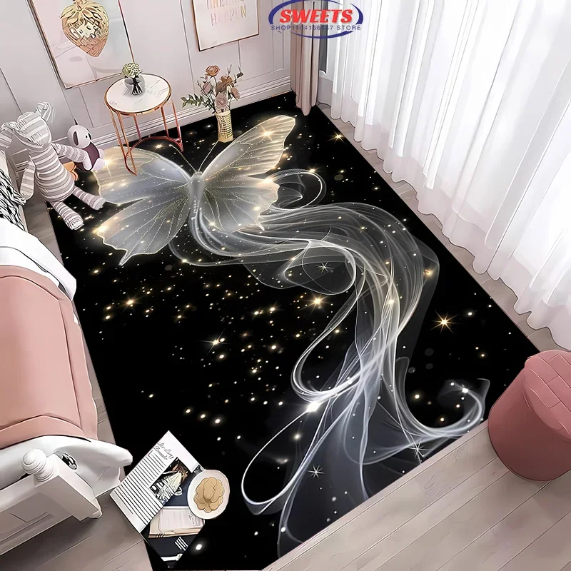 

NO.2 3D HD Beautiful Butterfly Carpet for Living Room Bedroom Hallway Long Strip Anti-slip Soft Rug, Sofa Doormat Home Decor Mat