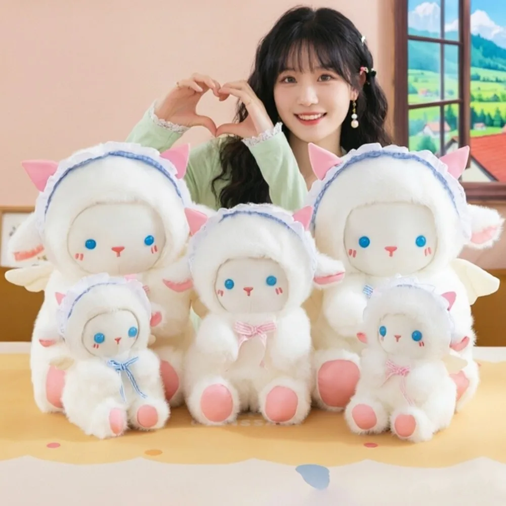 Durable Soft Fabric Sheep PP Cotton Filling Cute Figure Lamb Angel Wing Angel Sheep Birthday Gift