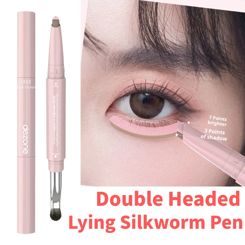 

Двуглавая ручка для лежачего шелкопряда 2-в-1, ручка для сна шелкопряда, осветляющая и мелирующая тени, карандаш для подводки глаз шелкопряда