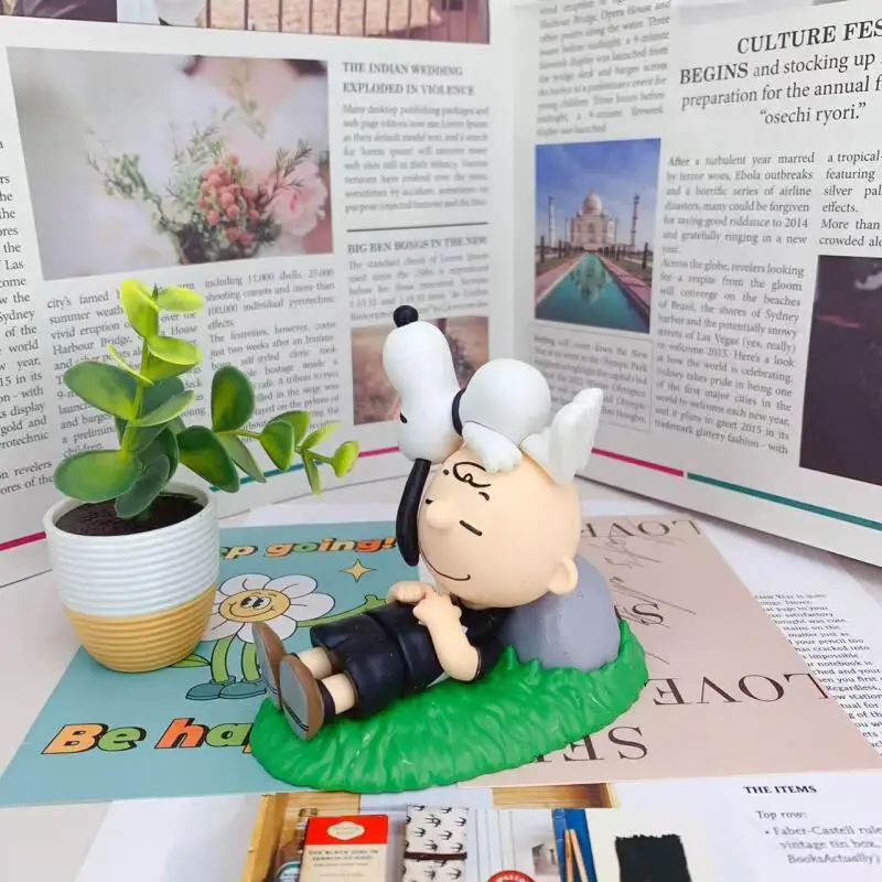 سنوبي تشارلي براون دمية الديكور Kawaii الكرتون اليابان يشتري سنوبي وودستوك عازف البيانو الديكور الأطفال هدية عيد ميلاد #2