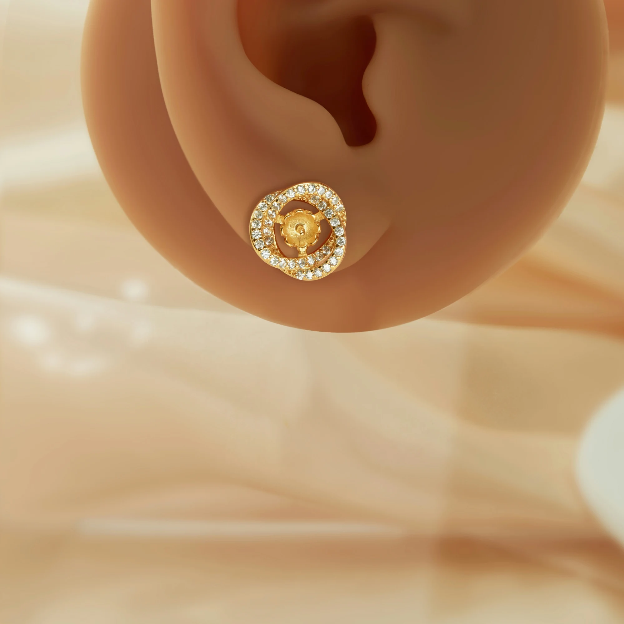 Mother Milk Resin Ball Round Pin Solid 925 Sterling Silver Studs Earring Settings For 6-7MM Half Drilled Pearl Bead 1706220