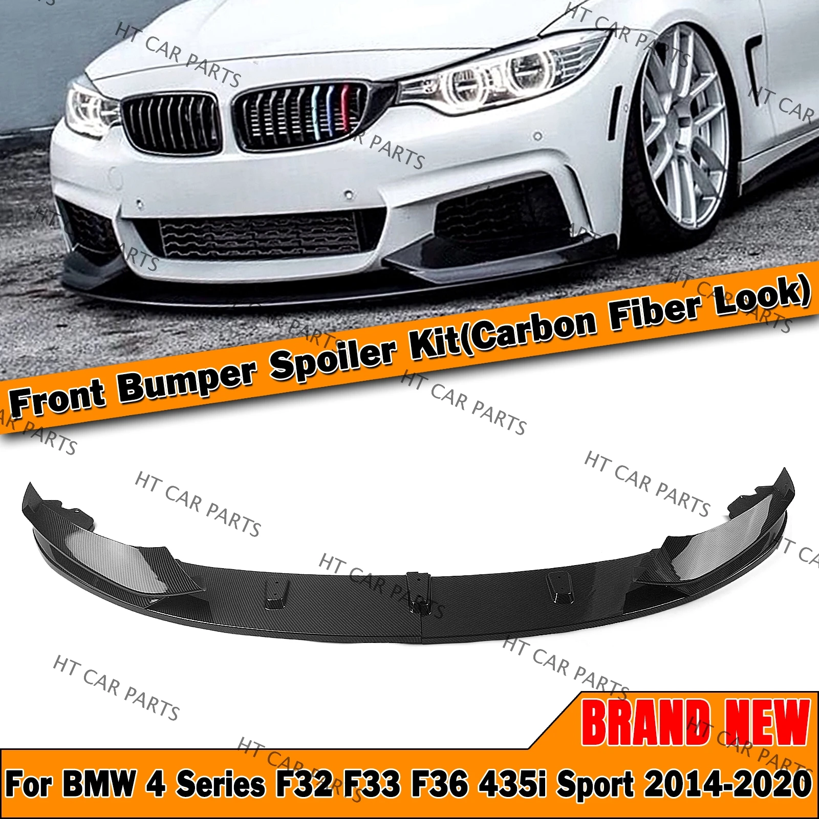 

For BMW F32 F33 F36 M Sport 2014 -2018 4 Series Carbon fiber pattern Front Bumper Lip Spoiler MP Style Head Chin Shovel Guard