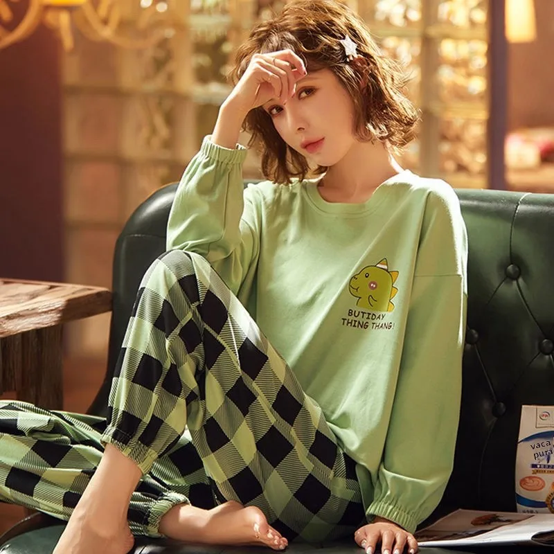 new-women's-cartoon-cotton-pajamas-long-pants-comfortable-breathable-casual-sportswear-set-autumn-2023-collection