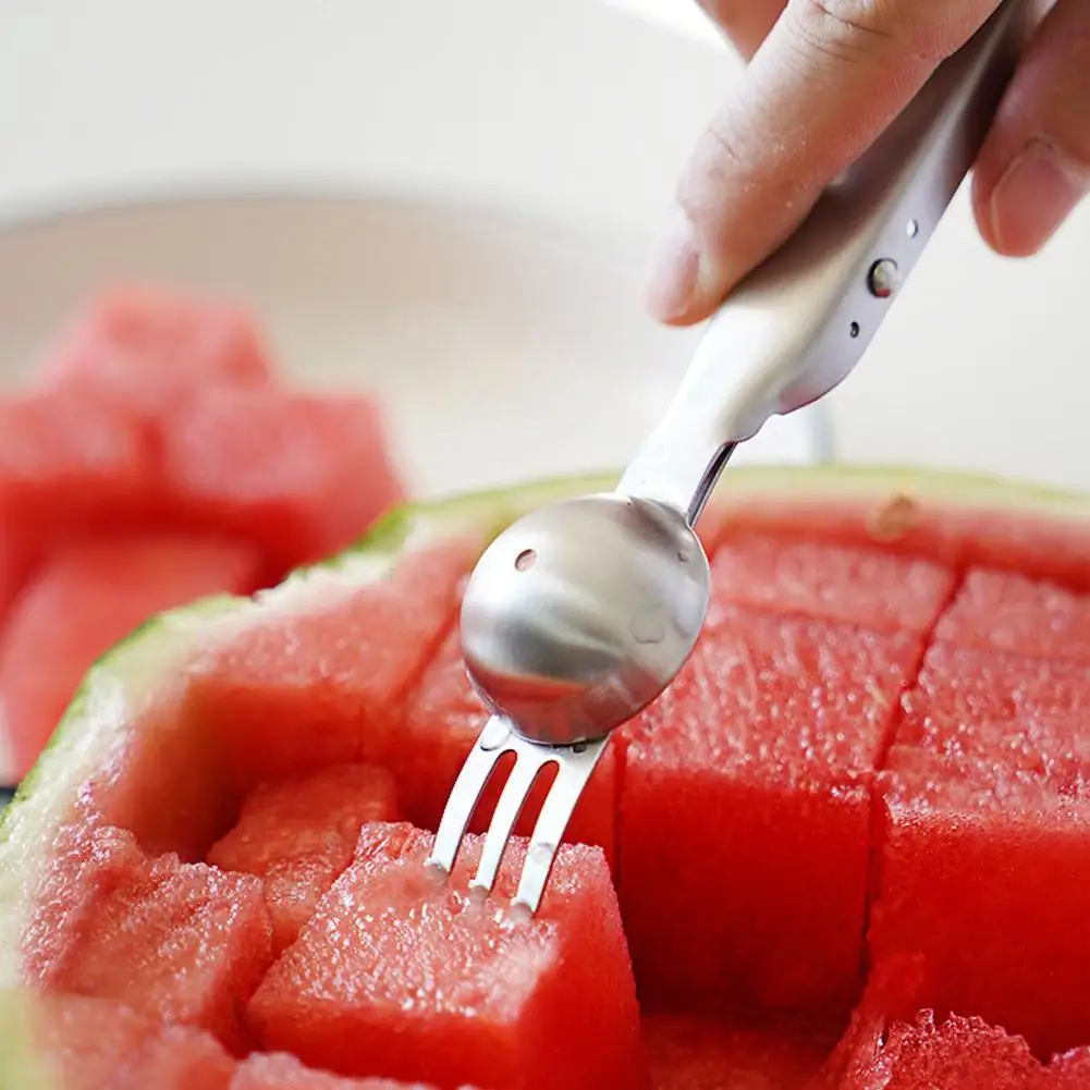 

1/2Pcs 3 In 1 Manual Stainless Steel Watermelon Dicer Cutter Reusable Fruit Slicer Dicing Kitchen Gadgets For Camping Picni E7R0