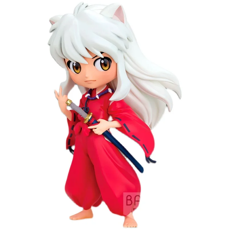Bandai Genuine Qposket Inuyasha Sesshomaru Figure Demonizing Human Form Half Demon Dog Scene Room Decoration Boy Birthday Gift