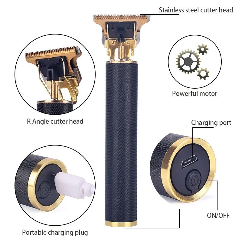Profesjonalna elektryczna maszynka do włosów dla mężczyzn, ładowana przez USB, autonomiczna, przy użyciu wyglądu w paski w domu, bezprzewodowa