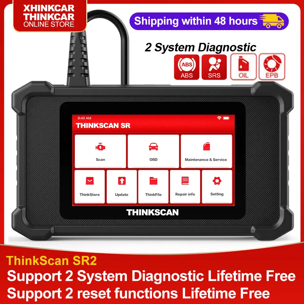 THINKCAR Thinkscan SR2 Автомобильный сканер Obd2, профессиональный автомобильный диагностический инструмент для систем ABS SRS, сброс масла EPB, бессрочное обновление