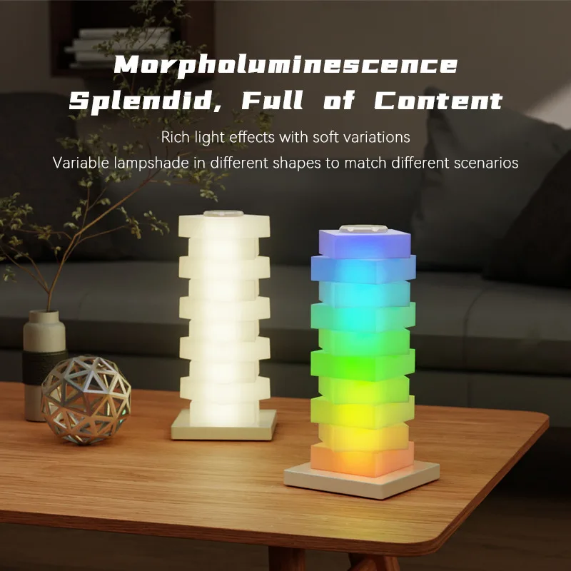 

Настольный орнамент «сделай сам», красочный RGB окружающий свет, маленький ночник, интеллектуальный мобильный телефон 15 Вт, настольная лампа с быстрой беспроводной зарядкой