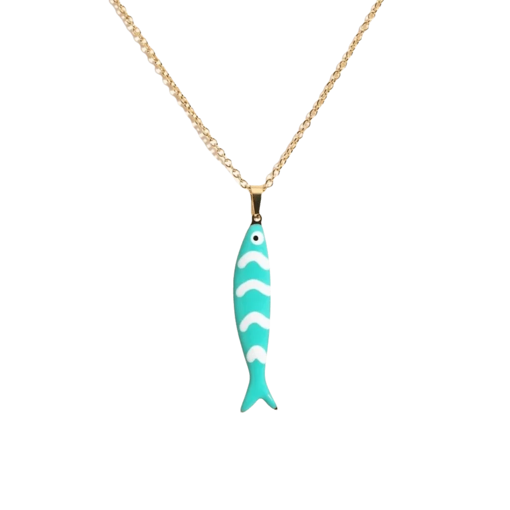 Stainless Steel Stripe Fish Charms Pendant Lightweight Lovely Design Marine Organisms Jewelry Enamel Gold Plated