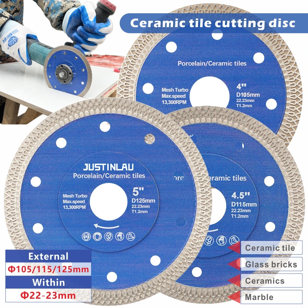 105/115/125mm Super-Thin Diamond Turbo Cutting Saw Blades Ceramic Cut Tile Granite Marble Cutting Disc