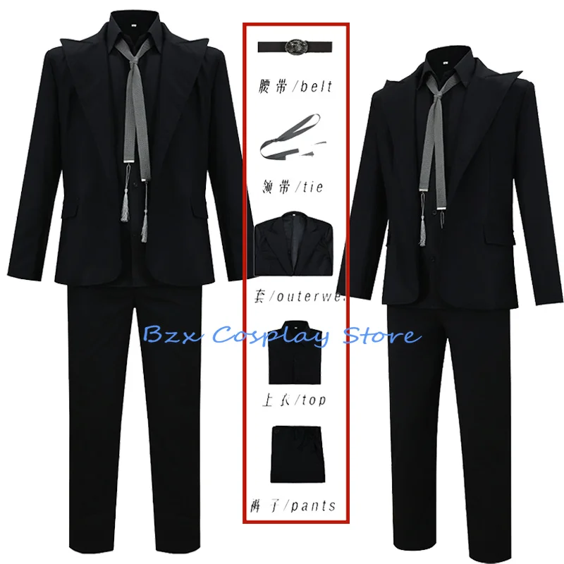 

Devil Crowley Cosplay Movie Good Omens Costume Man Crawly Black Uniform Suit Halloween Party Role Play Clothing Outfit