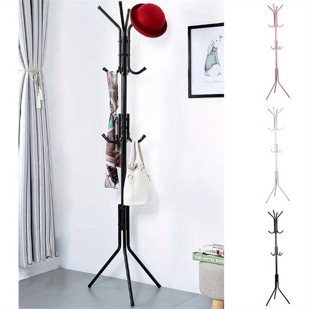 Hanger rack 12 hooks Large hanger rack 175 cm for jacket rack umbrella hanger, floor hanger hanger hooks black