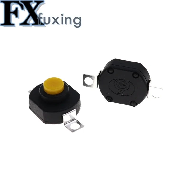 10/20Pcs 2Pin Horizontal Flashlight Button Switch 1412-KD Self Lock ON-OFF SPST Yellow Push button 1.5A 250V AC Length 1412KD