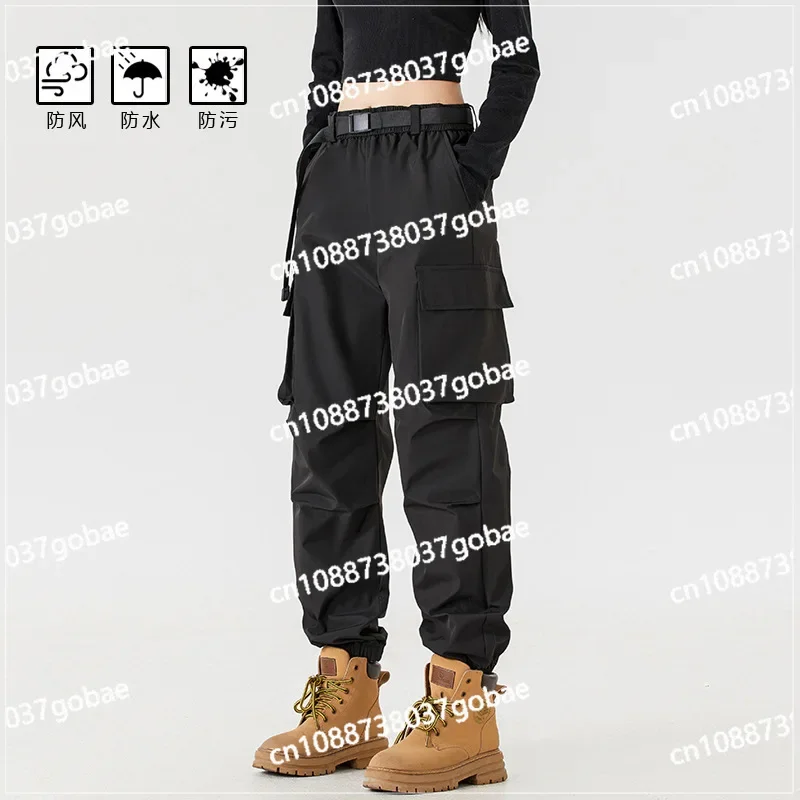 Windproof and waterproof outdoor stormpants men's and women's autumn and winter velvet soft shell trousers